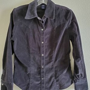 Gap womens black corduroy button down size S